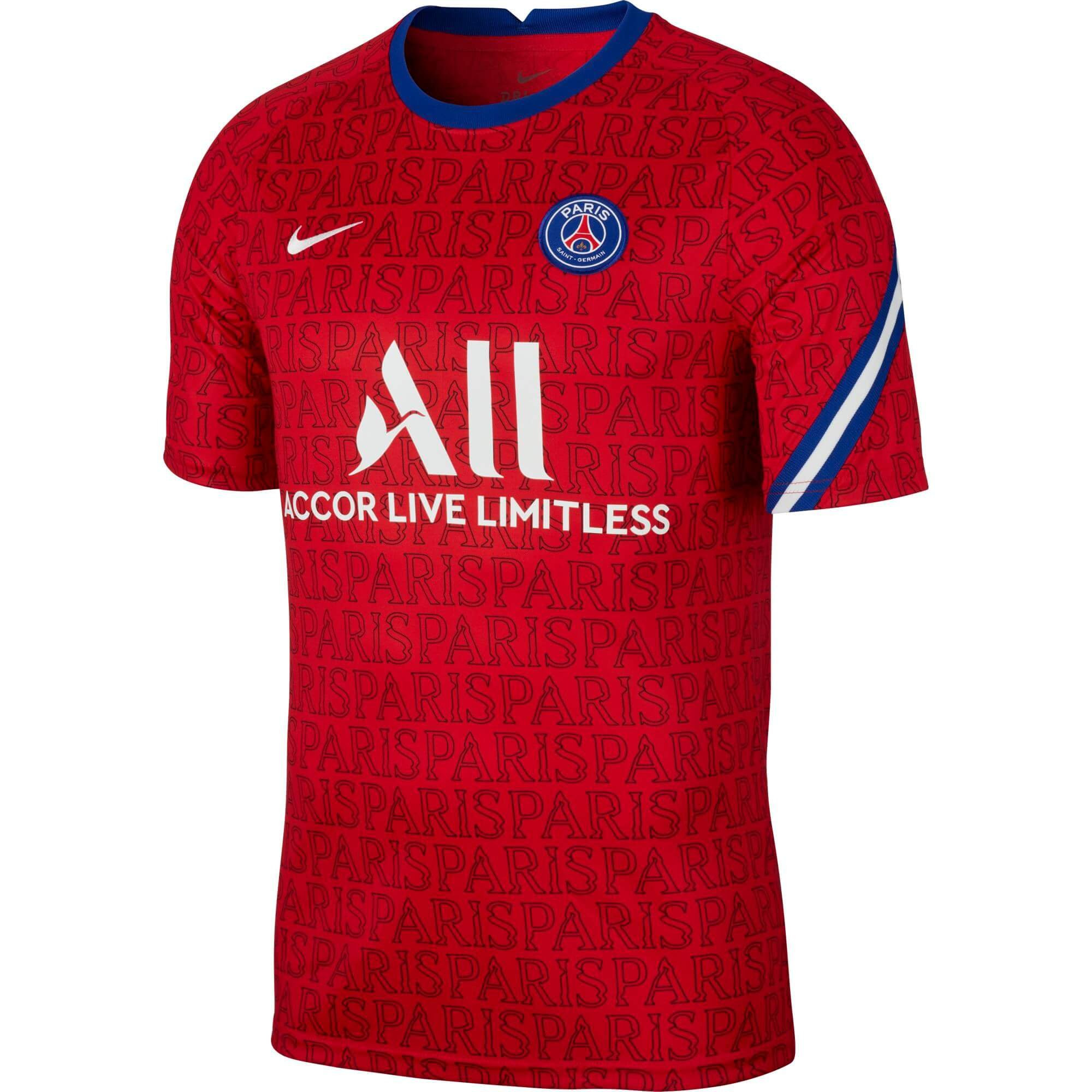 NIKE PSG TRG JSY PRE MATCH ROUGE 2020/2021